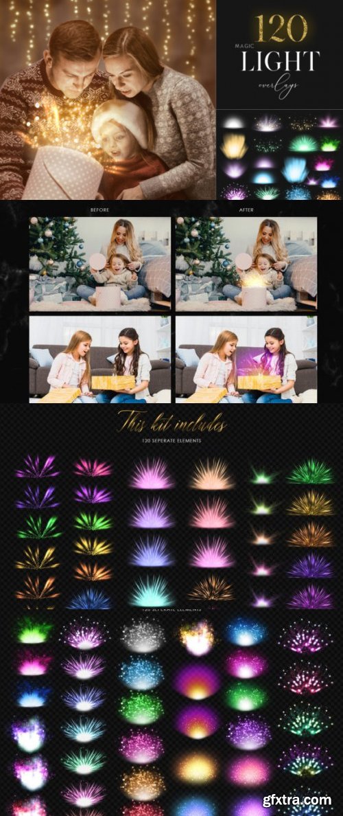 120 Magic Christmas Light Overlays