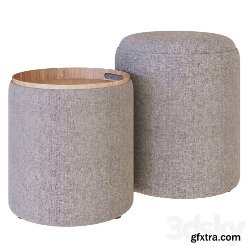 3dsky Pro - My Interno. Set of 2 Scandi ottomans (small + big)