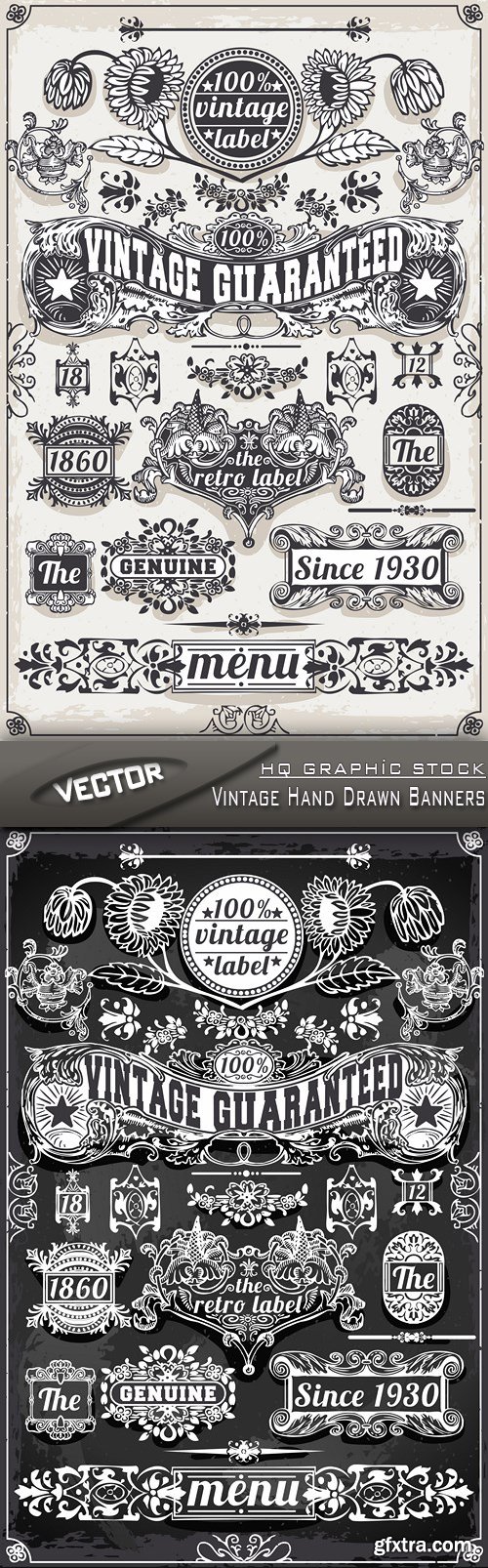 Stock Vector - Vintage Hand Drawn Banners