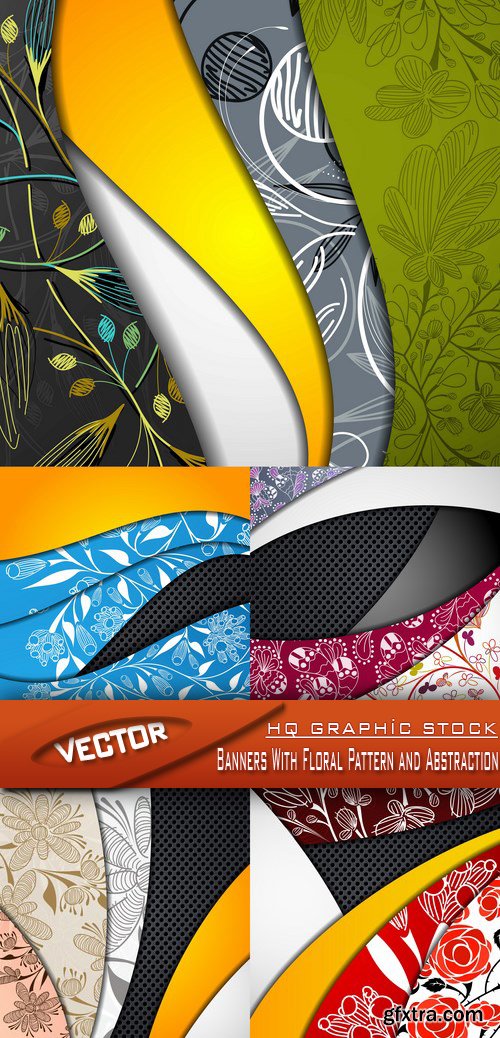 Stock Vector - Banners With Floral Pattern and Abstraction