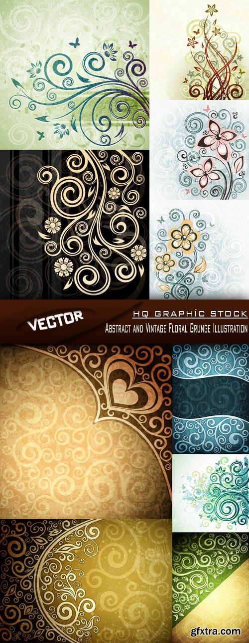 Stock Vector - Abstract and Vintage Floral Grunge Illustration