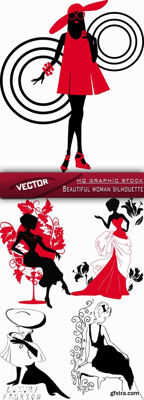 Stock Vector - Beautiful woman silhouette