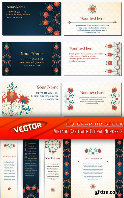 Stock Vector - Vintage Card with Floral Border 2