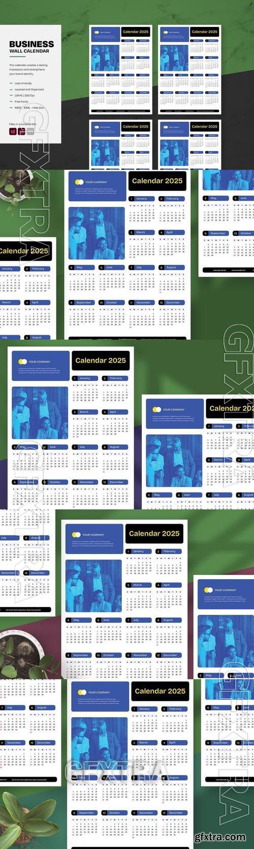 Blue Corporate Style Wall Calendar 2025 JKX96CU