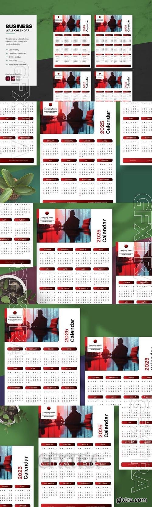 Red Corporate Style Wall Calendar 2025 W9XBDTM