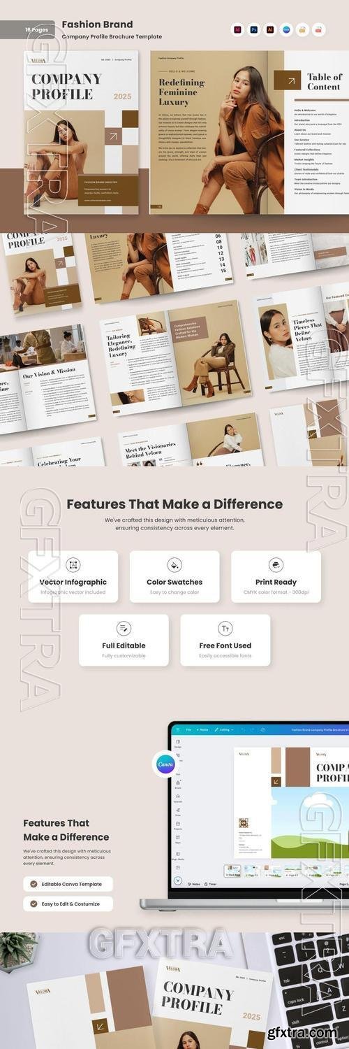 Elegant Fashion Brand Company Profile Brochure AWHZWWX