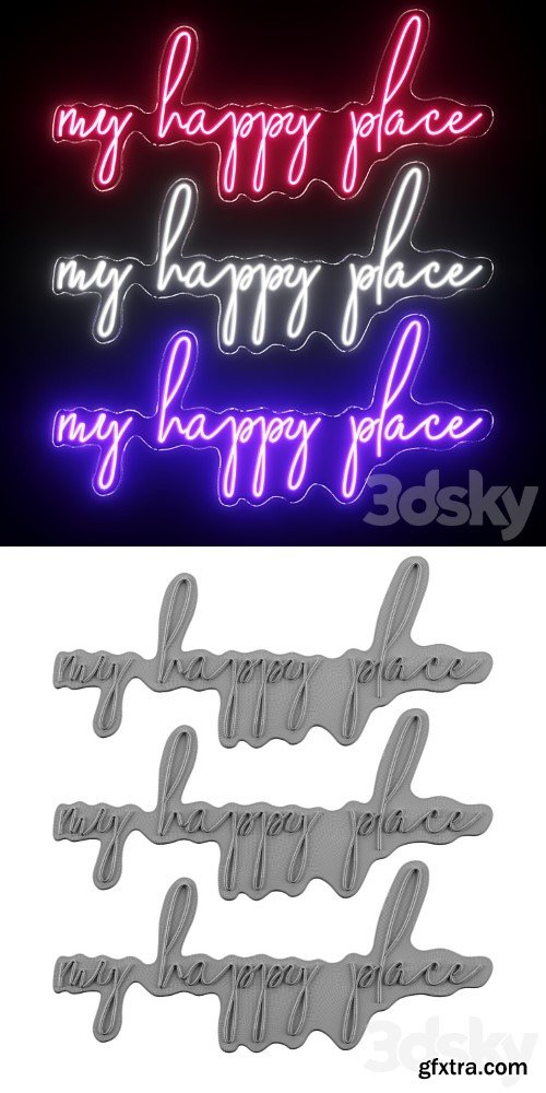 3dsky Pro - My Happy Place Neon Sign