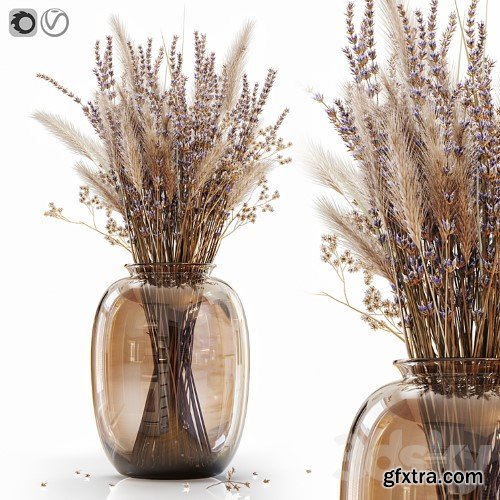 3dsky Pro - Dry flowers in modern vase 4