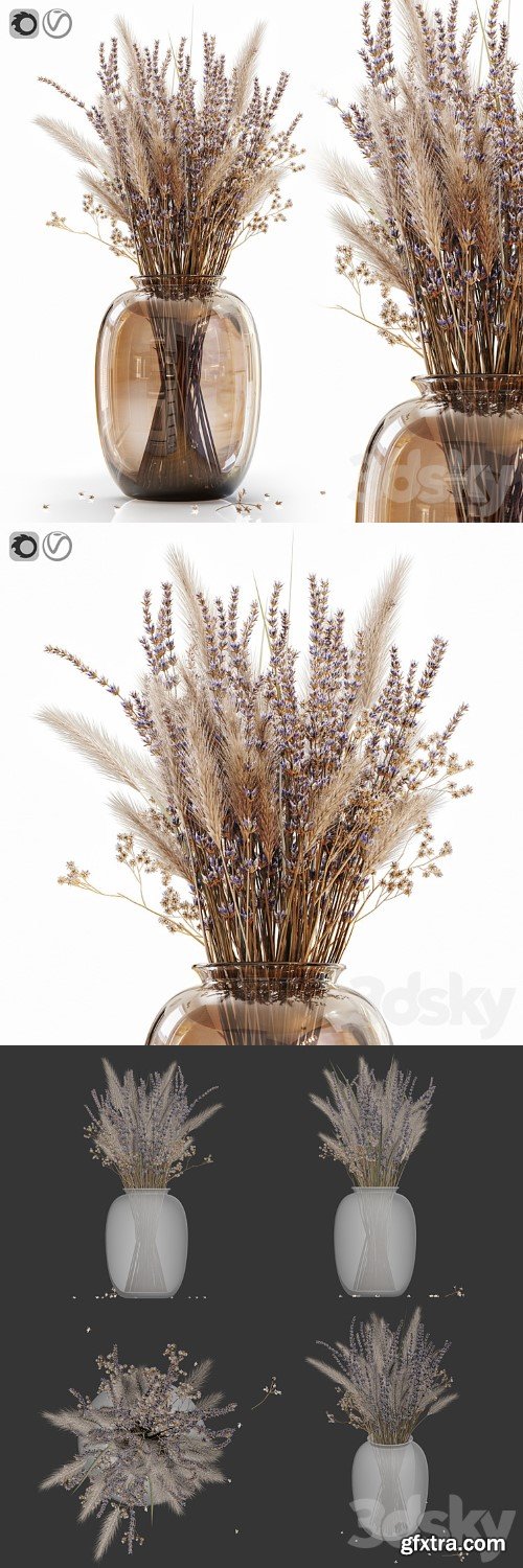 3dsky Pro - Dry flowers in modern vase 4