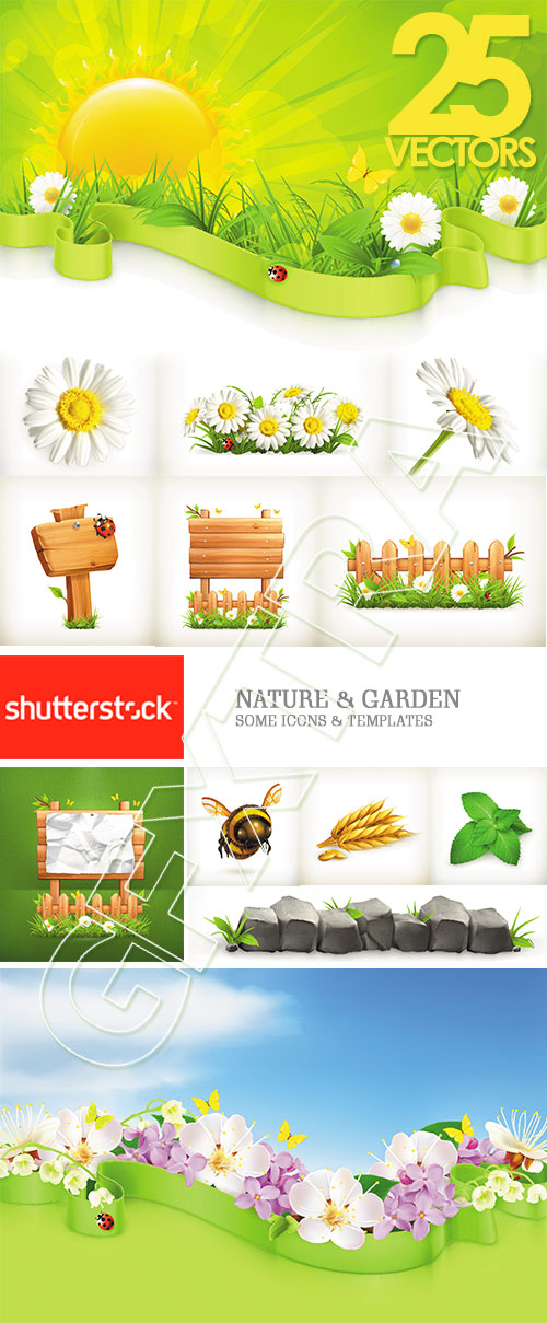 Nature &amp; Garden, Icons &amp; Templates 25xEPS