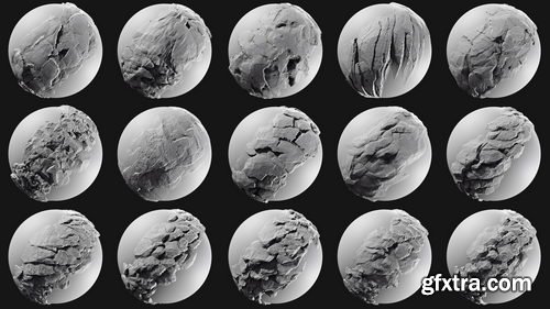 Artstation - 100 Trim brushes - Rock