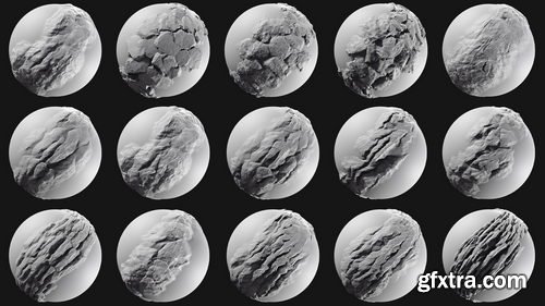 Artstation - 100 Trim brushes - Rock