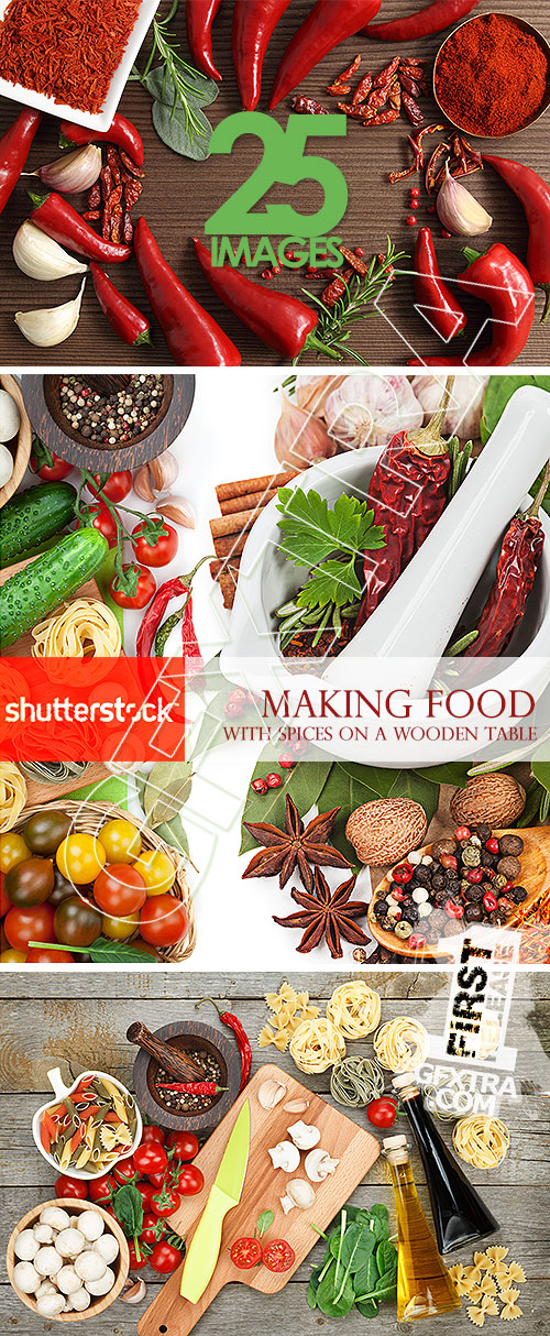 Making Food with Spices on a Wooden Table 25xJPG