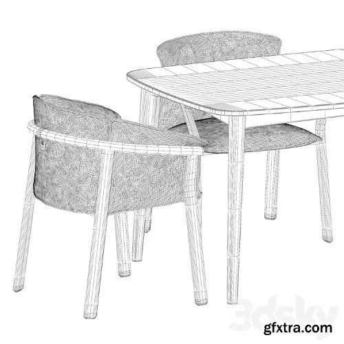 3dsky Pro - Lamorisse 3686 chair and 3687 chair by Pedrali and Grasshopper table by Karpenter