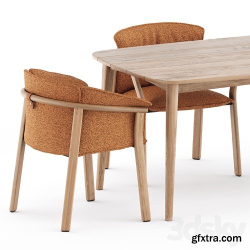 3dsky Pro - Lamorisse 3686 chair and 3687 chair by Pedrali and Grasshopper table by Karpenter