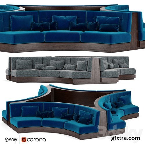 3dsky Pro - Booth Seating Round Sofa for Luxury Restaurant Lounge Cafe