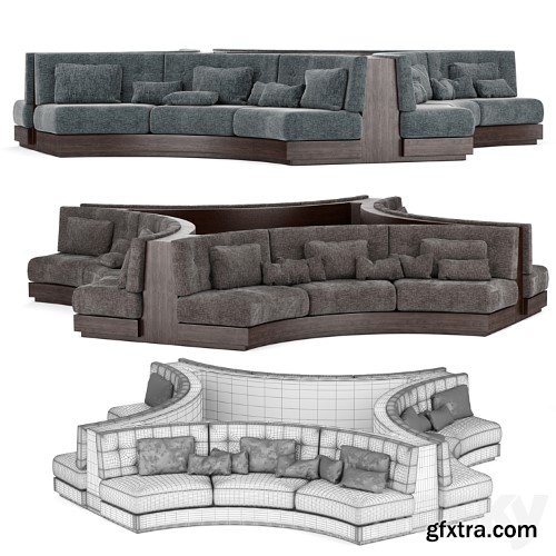3dsky Pro - Booth Seating Round Sofa for Luxury Restaurant Lounge Cafe