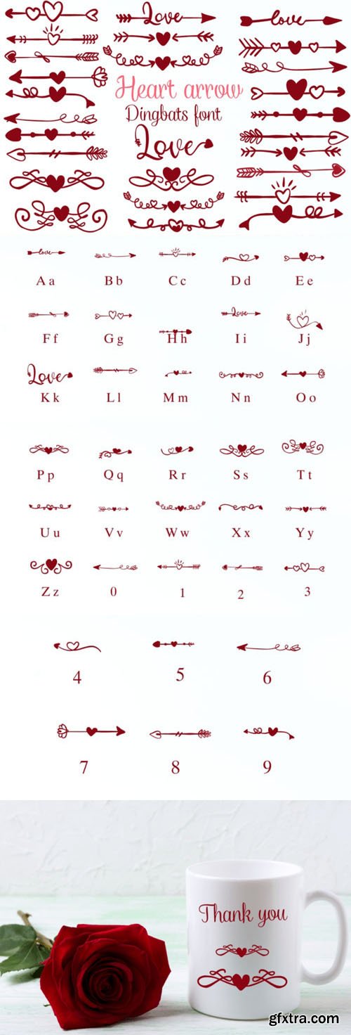 Heart Arrow - Fun Dingbat Font Heart Arrow - Fun Dingbat Font
