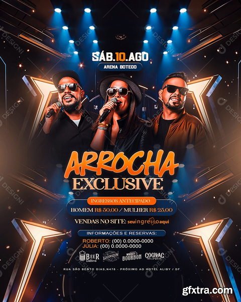 Designi - Flyer Arrocha Exclusive Artistas Social Media PSD Editável