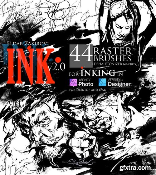 Eldar Zakirov - INK for Affinity Photo & Designer - 44 raster Brushes