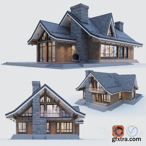 3dsky Pro - Modern half-timbered house with a residential attic