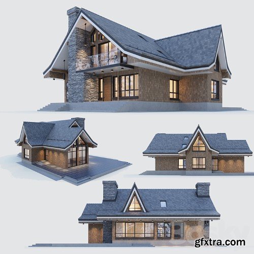 3dsky Pro - Modern half-timbered house with a residential attic