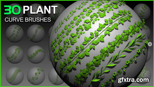 Artstation - 30 Plant Curve Brushes for ZBrush