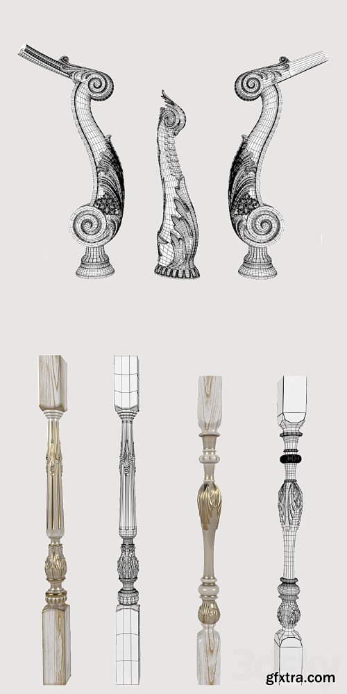 3dsky Pro - Pillars, balusters for stairs.