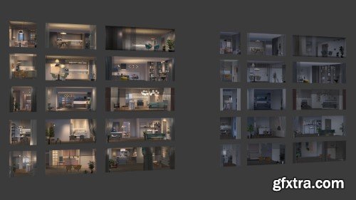 wParallax Bundle 1 & 2 // One-Click-Interiors for Archviz