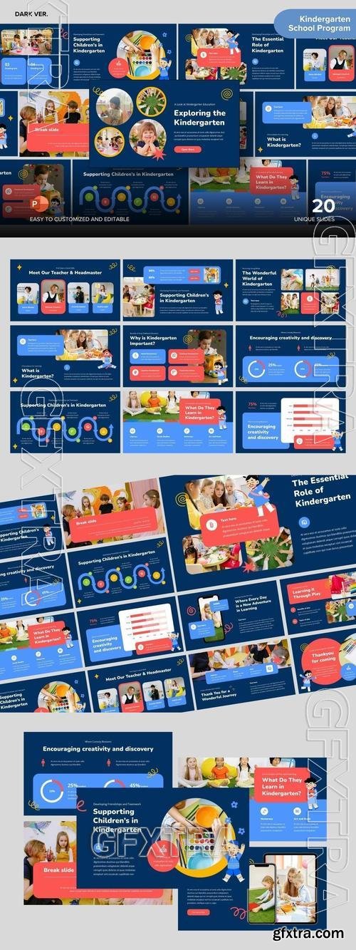 Kindergarten School Program Dark Ver. - Powerpoint JXJ39DL