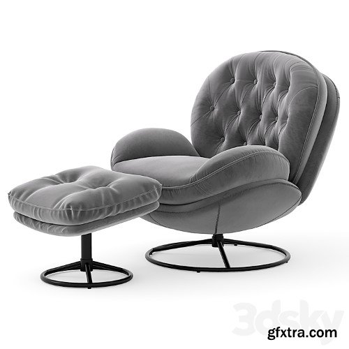 3dsky Pro - Velvet Swivel Accent Chair with Ottoman Set