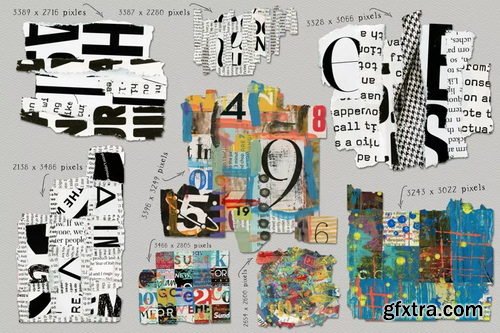 DesignBundles - Paper Collage Png\'s and Backgrounds