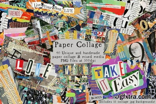 DesignBundles - Paper Collage Png\'s and Backgrounds