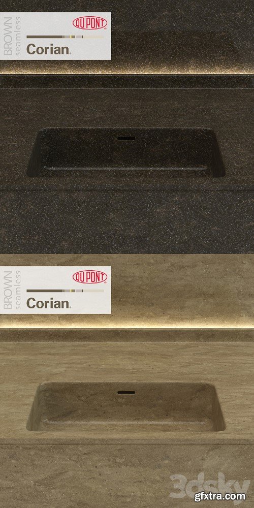 3dsky Pro - Dupont Corian Kitchen Countertops Brown 4