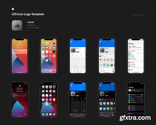 Asylab - iOS 14 Icon Template Mockup