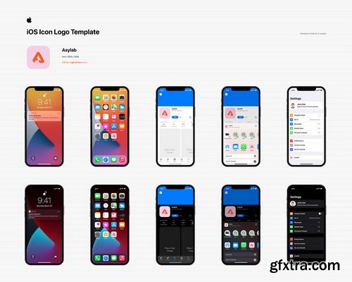 Asylab - iOS 14 Icon Template Mockup