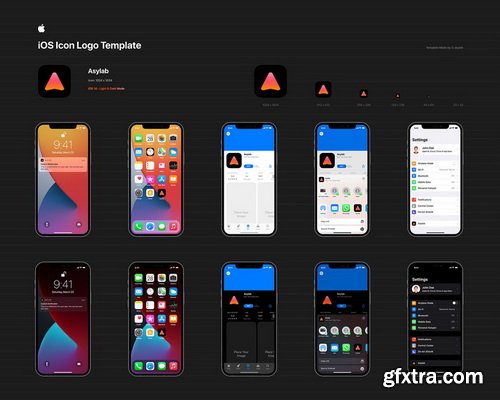 Asylab - iOS 14 Icon Template Mockup