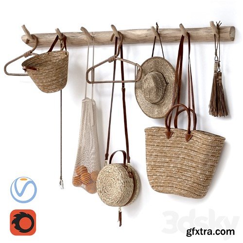 3dsky Pro - decorative set 001 wall hangers bag hat