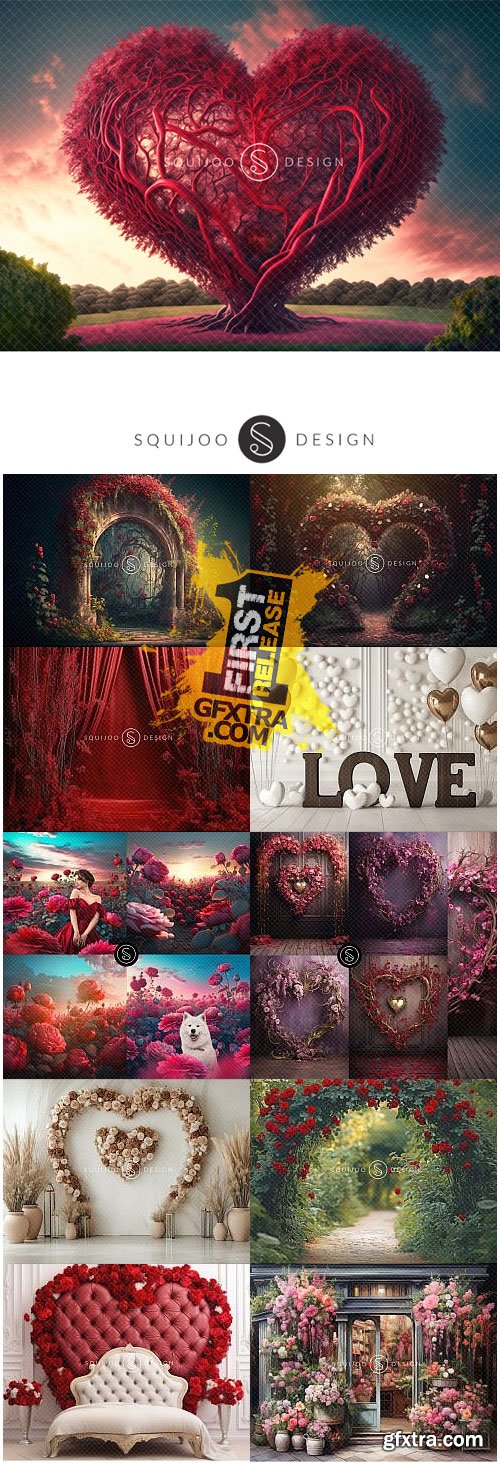 Squijoo - Valentine - Digital Backdrops 78xJPEG