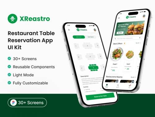 'XRestro - Restaurant Table Reserve App UI Kit.'