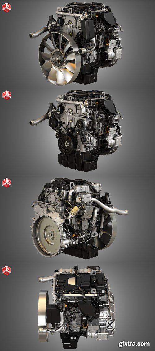 CgTrader - OM934 Medium Duty Engine - 4 Cylinder Diesel Engine 3D model