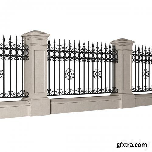 Fence in classic style with wrought iron railing.Entrance to the house.Wrought Iron Entry Gate