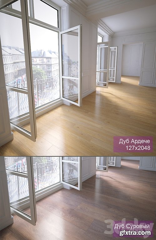 3dsky pro - 2 types of parquet: Oak Ardeche, Oak Severe