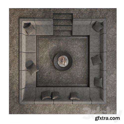 3dsky Pro - Relaxation area with sofas and fireplace