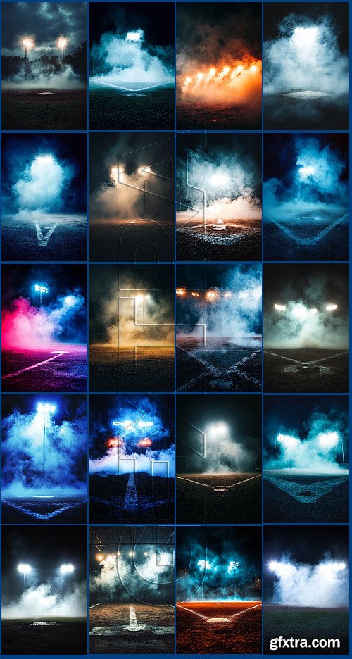 Baseball Digital Backdrop Bundle 100xPNG