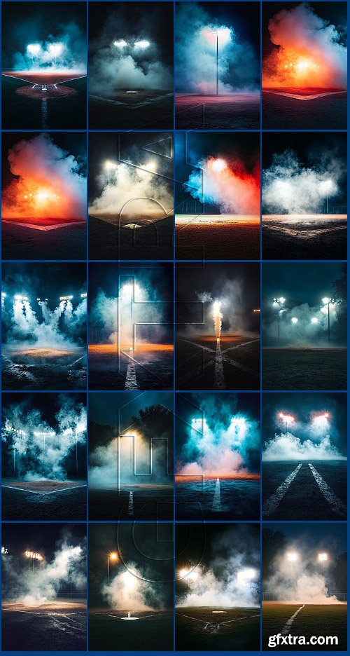 Baseball Digital Backdrop Bundle 100xPNG