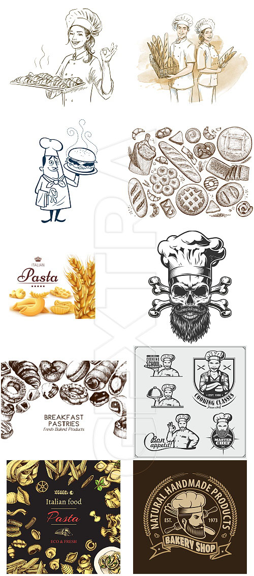 Bakery Bundle with Vintage Style Cooks &amp; Bakers 116xAI