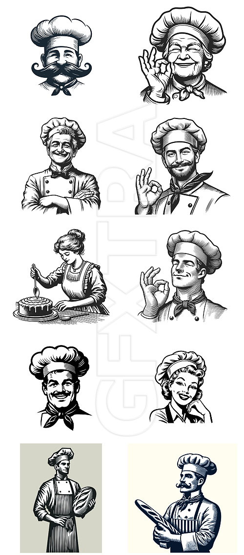 Bakery Bundle with Vintage Style Cooks &amp; Bakers 116xAI