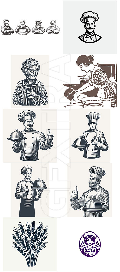 Bakery Bundle with Vintage Style Cooks &amp; Bakers 116xAI