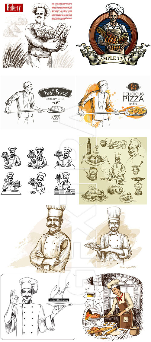 Bakery Bundle with Vintage Style Cooks &amp; Bakers 116xAI